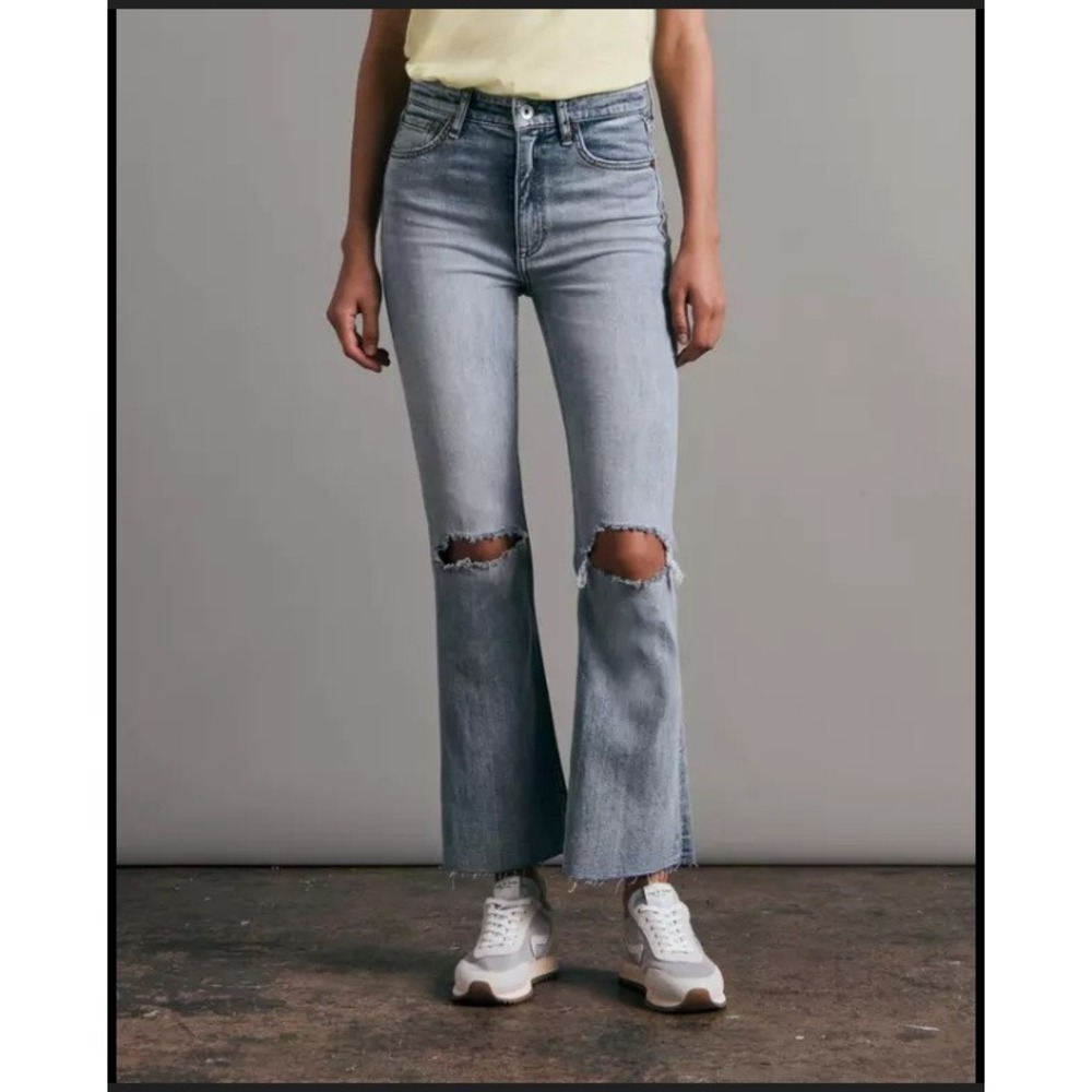 Rag &‎ Bone Nina High Rise Ankle Flare Jeans Light Wash Distressed Size 25